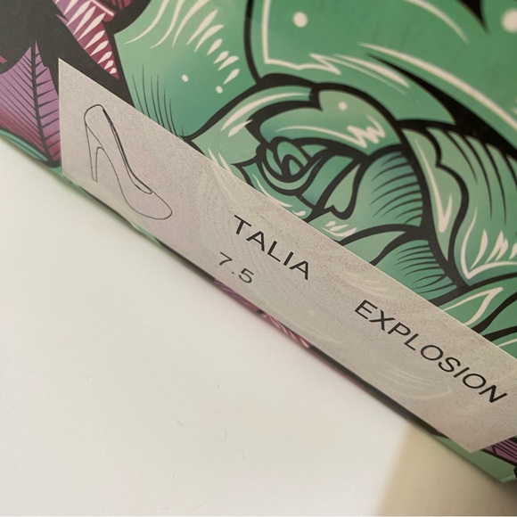 TAYLOR SAYS TALIA COMIC EXPLOSION blue white polka dot yellow red platform heels - Picture 14 of 14